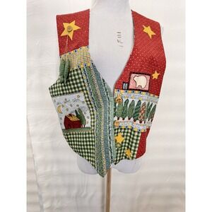 Fall Patchwork‎ Vest Vintage Not Sized See Measurements